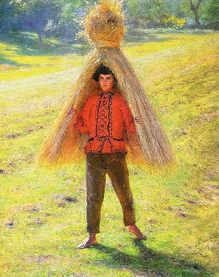 Aleksander Gierymski A boy carrying a sheaf